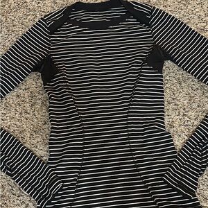 Lululemon Classic Black and White Striped Long Sleeve Top
